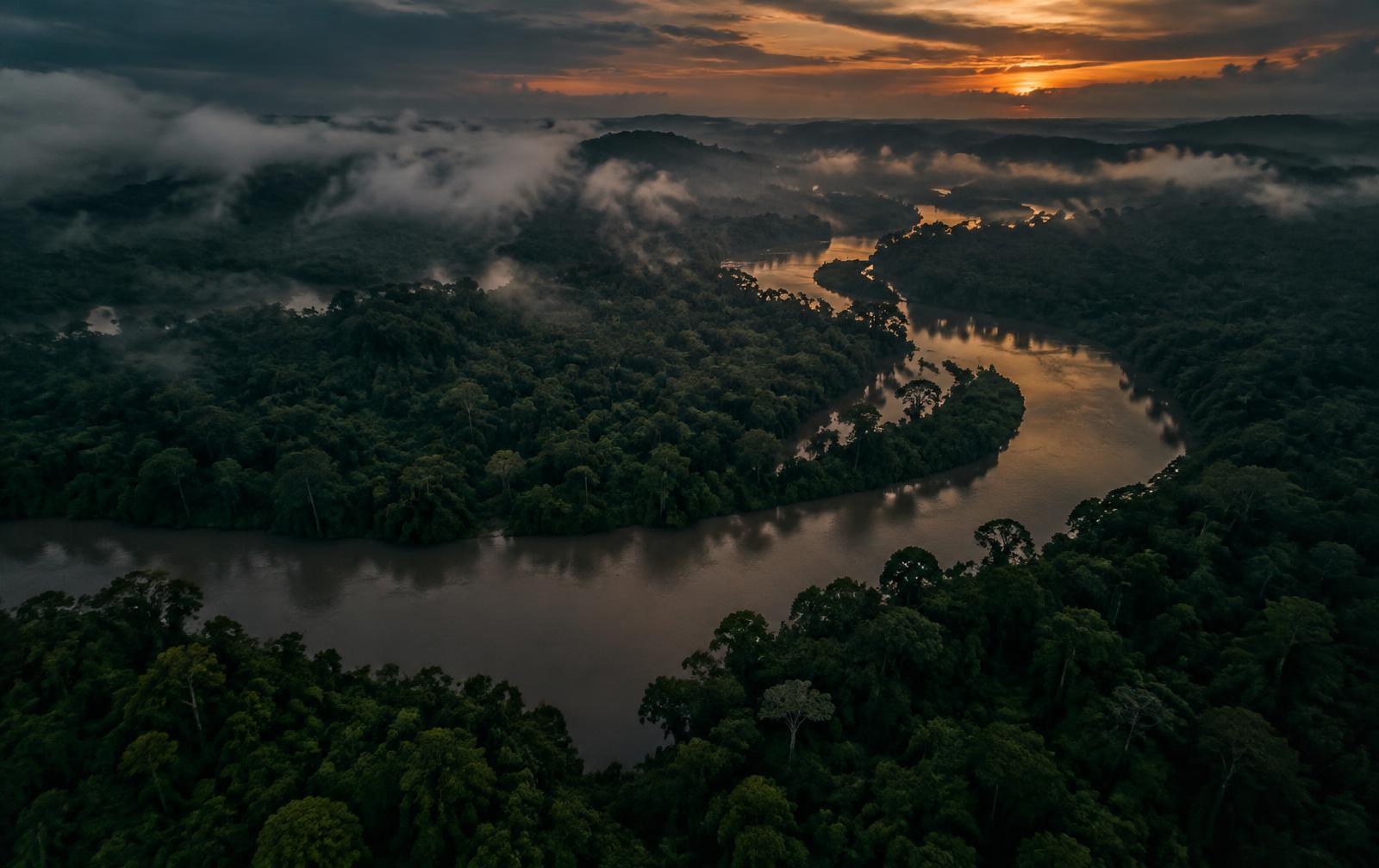 Río amazónico visto desde el aire